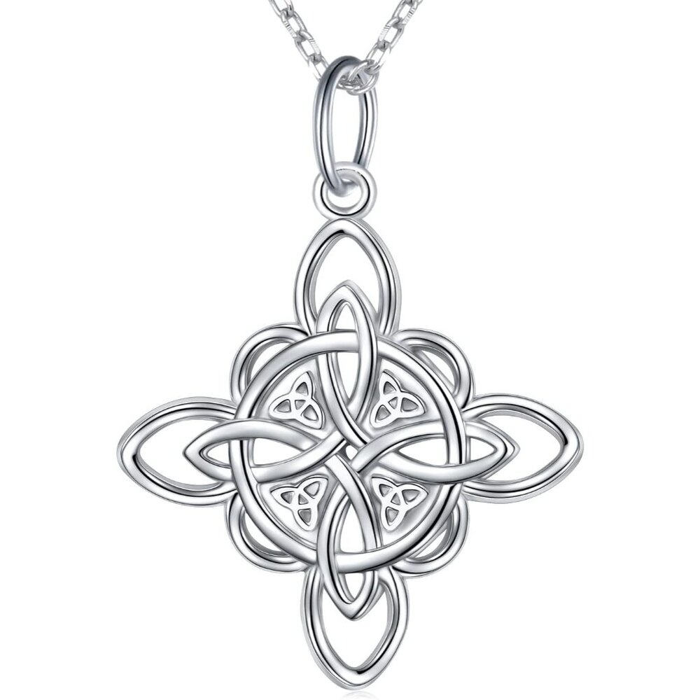 925 Sterling Silver Good Luck Irish Jewelry Celtic Knot Pendant Necklace for Wom